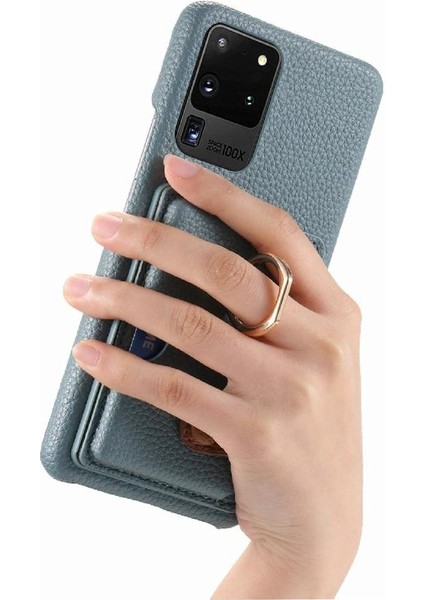 Samsung Galaxy S20 Ultra Halka Standı Premium Dokulu Deri Kart (Yurt Dışından)