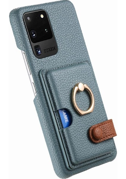 Samsung Galaxy S20 Ultra Halka Standı Premium Dokulu Deri Kart (Yurt Dışından)