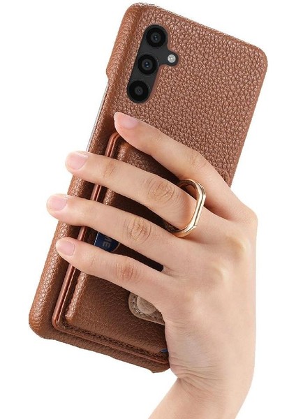 Samsung Galaxy A34 Halka Standı Kart Yuvaları Premium Dokulu Deri (Yurt Dışından)