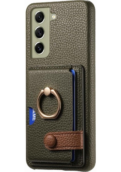 Samsung Galaxy S21 Fe Premium Dokulu Deri Kart Yuvaları Halka (Yurt Dışından) fiyatları