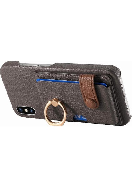 IPhone X/xs Kart Yuvaları Halka Standı Premium Dokulu Deri (Yurt Dışından)