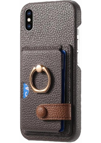 IPhone X/xs Kart Yuvaları Halka Standı Premium Dokulu Deri (Yurt Dışından)