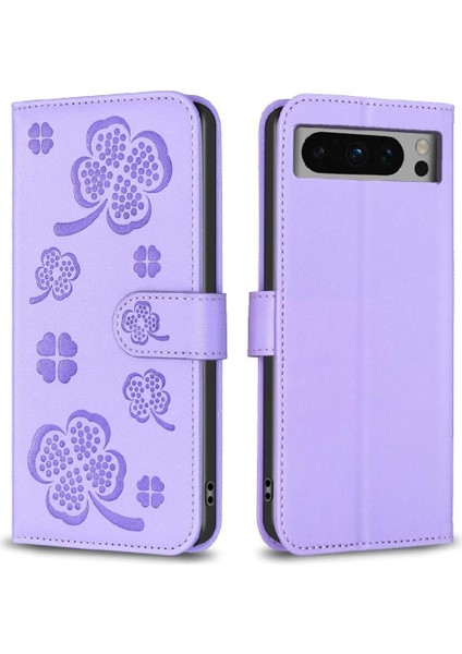 Google Piksel 8 Pro Çok Renkli Pu Deri Cüzdan Yonca Kartı Için Flip Case (Yurt Dışından)