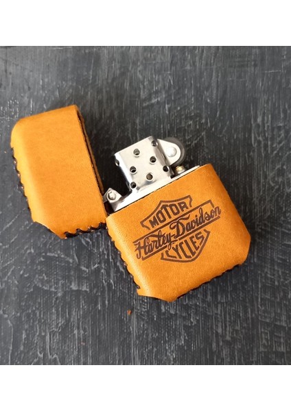 Nikura Craft Nikuracraft Kişiye Özel Benzinli Çakmak Deri Çakmak Hakiki Deri Çakmak Harley Desenli Zippo Tarzı Çakmak