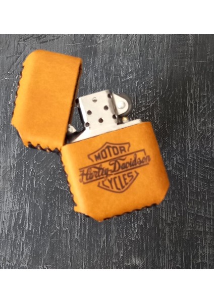 Nikura Craft Nikuracraft Kişiye Özel Benzinli Çakmak Deri Çakmak Hakiki Deri Çakmak Harley Desenli Zippo Tarzı Çakmak