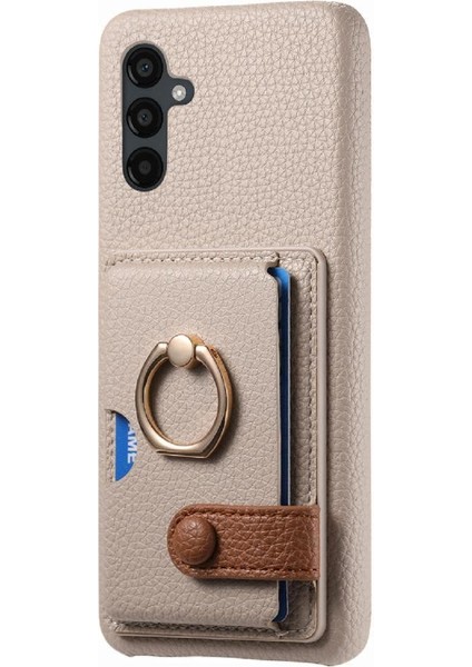 Samsung Galaxy A24 Kart Yuvaları Halka Standı Premium Dokulu Deri (Yurt Dışından)