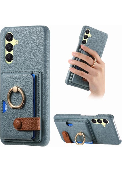 Samsung Galaxy A25 Premium Dokulu Deri Yüzük Standı Kart Yuvaları Için Kılıf (Yurt Dışından)