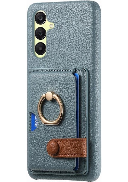 Samsung Galaxy A25 Premium Dokulu Deri Yüzük Standı Kart Yuvaları Için Kılıf (Yurt Dışından)
