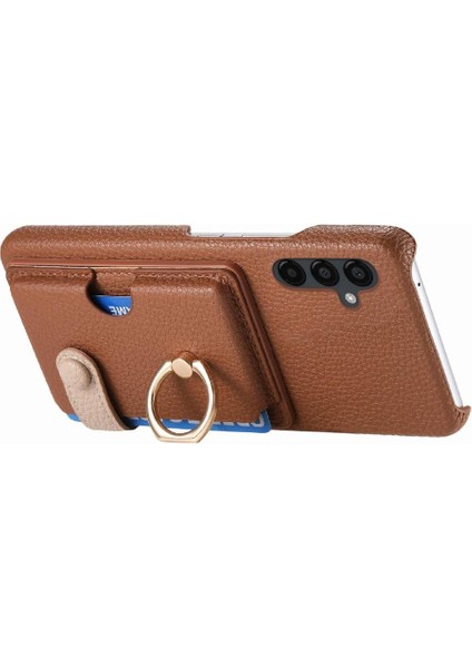 Samsung Galaxy A24 Kart Yuvaları Halka Standı Premium Dokulu Deri (Yurt Dışından)