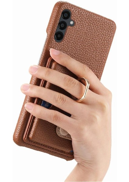 Samsung Galaxy A24 Kart Yuvaları Halka Standı Premium Dokulu Deri (Yurt Dışından)