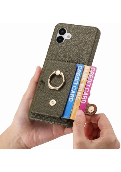 Samsung Galaxy A04 Halka Standı Kart Yuvaları Premium Dokulu Deri (Yurt Dışından)