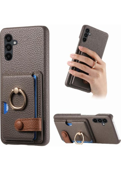 Samsung Galaxy A24 Kart Yuvaları Halka Standı Premium Dokulu Deri (Yurt Dışından)