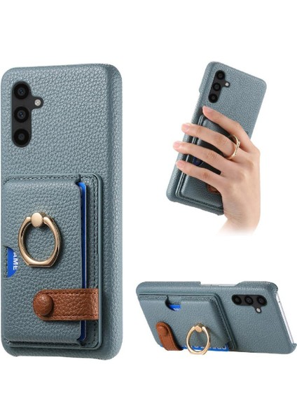 Samsung Galaxy A34 Halka Standı Kart Yuvaları Premium Dokulu Deri (Yurt Dışından)