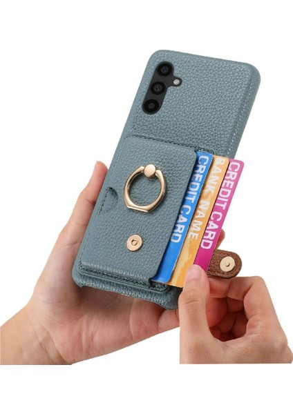 Samsung Galaxy A34 Halka Standı Kart Yuvaları Premium Dokulu Deri (Yurt Dışından)