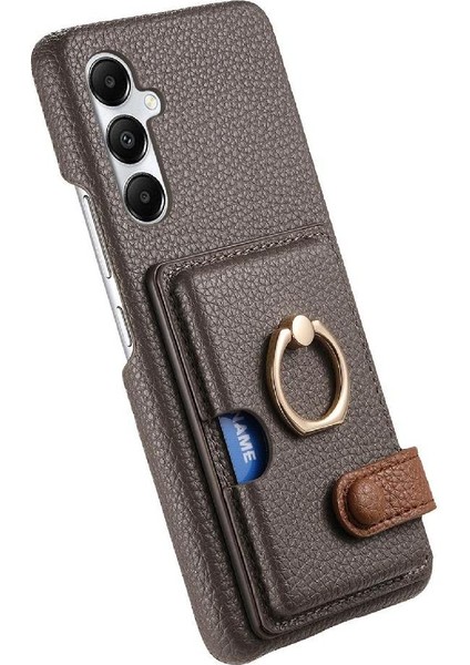 Samsung Galaxy A05S Premium Dokulu Deri Yüzük Standı Kart Yuvaları (Yurt Dışından)