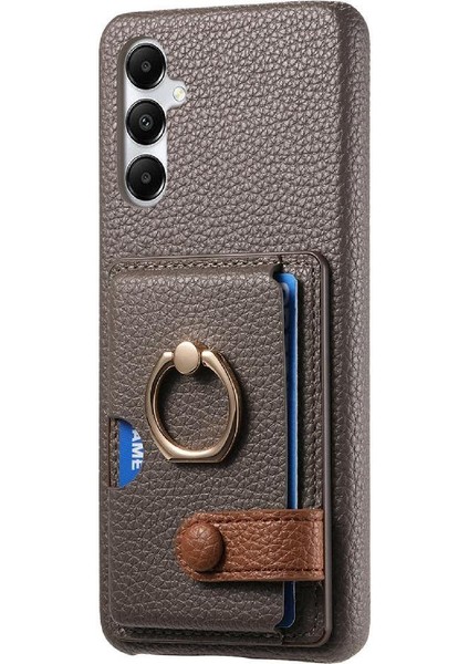 Samsung Galaxy A05S Premium Dokulu Deri Yüzük Standı Kart Yuvaları (Yurt Dışından)