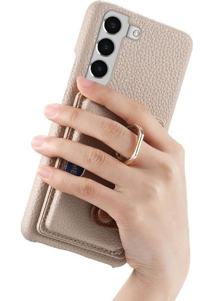 Samsung Galaxy S22 Artı Kart Yuvaları Premium Dokulu Deri Yüzük (Yurt Dışından)