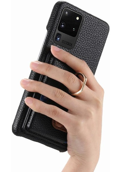 Samsung Galaxy S20 Ultra Halka Standı Premium Dokulu Deri Kart (Yurt Dışından) fırsatları