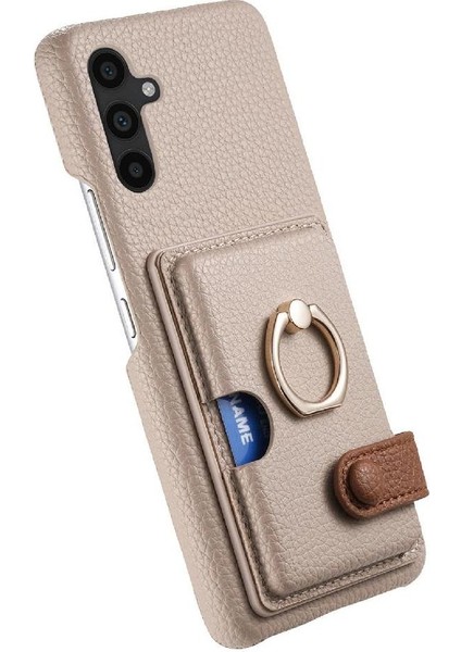 Samsung Galaxy A34 Halka Standı Kart Yuvaları Premium Dokulu Deri (Yurt Dışından)