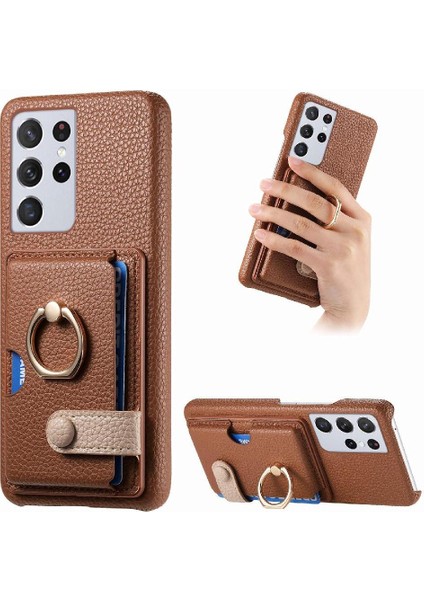 Samsung Galaxy S21 Ultra Kart Yuvaları Halka Standı Premium Dokulu (Yurt Dışından)