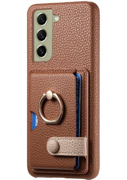 Samsung Galaxy S21 Fe Premium Dokulu Deri Kart Yuvaları Halka (Yurt Dışından) modelleri