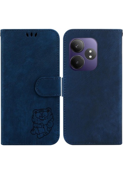 Realme Gt 6 Kart Cep Flip Için Kılıf Folio Kabartmalı Sevimli Kaplan Cüzdan (Yurt Dışından)