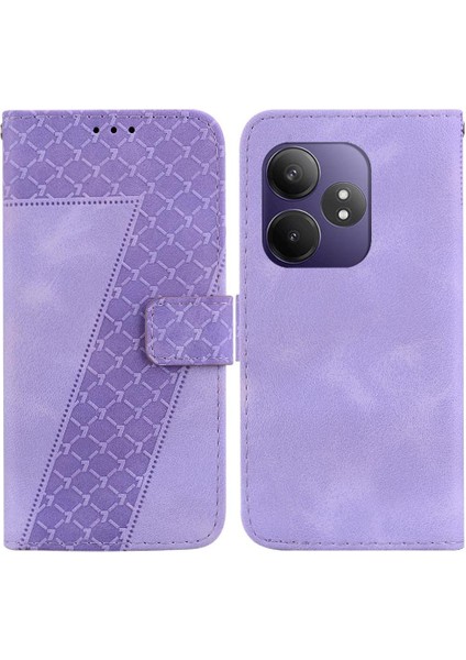 Realme Gt 6 Flip Folio Kapak Için Telefon Kılıfı Kabartmalı Desen Cüzdan Pu (Yurt Dışından)