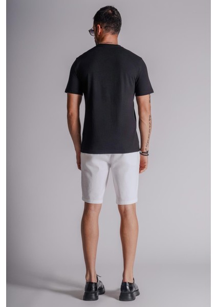Erkek Yandan Cepli Klasik Bel Relaxed Fit Chino Şort Beyaz modelleri
