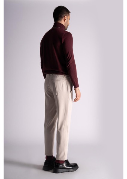 Beli Yarım Lastikli Slim Fit Chino Crop Pantalon Bej fiyatları