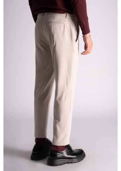 Beli Yarım Lastikli Slim Fit Chino Crop Pantalon Bej modelleri