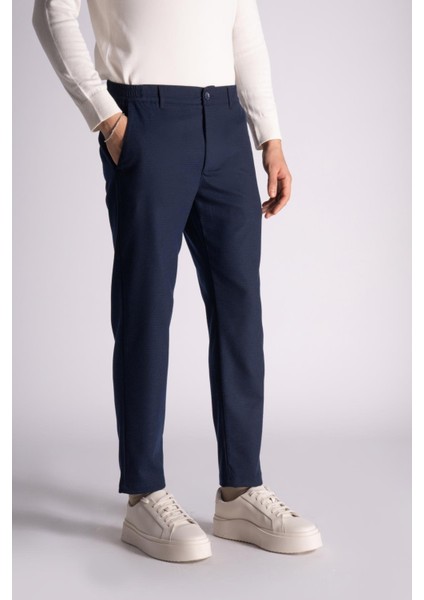 Beli Yarım Lastikli Slim Fit Chino Pantalon Lacivert indirimleri