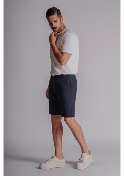 Erkek Yandan Cepli Klasik Bel Slim Fit Chino Şort Lacivert fiyatları