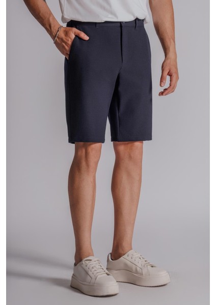 Erkek Yandan Cepli Klasik Bel Slim Fit Chino Şort Lacivert indirimleri