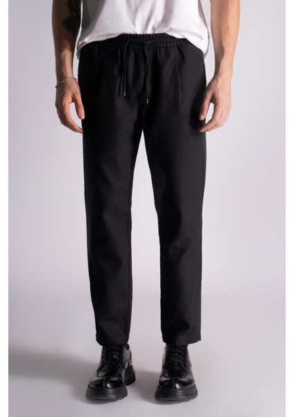 Slim Fit Jogger Bel Pantolon Siyah