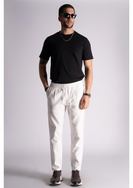 Slim Fit Jogger Bel Pantolon  Ekru