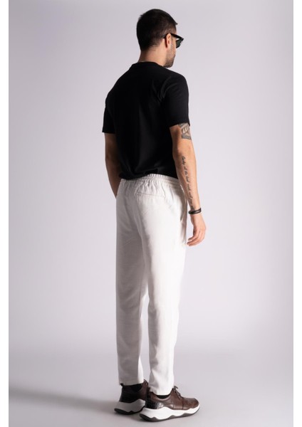 Slim Fit Jogger Bel Pantolon Ekru modelleri