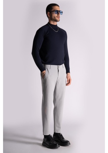 Beli Yarım Lastikli Slim Fit Chino Crop Pantalon Gri fiyatları