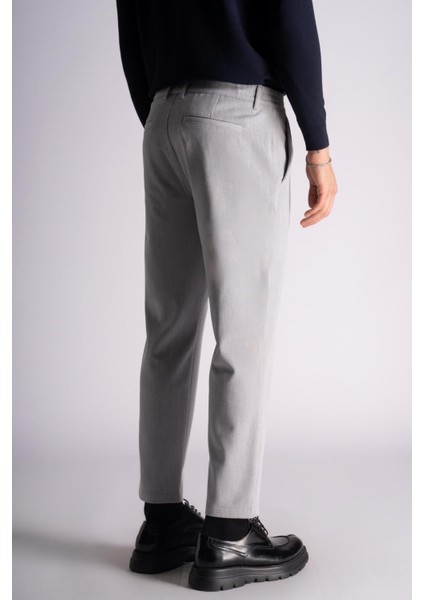 Beli Yarım Lastikli Slim Fit Chino Crop Pantalon Gri fırsatları