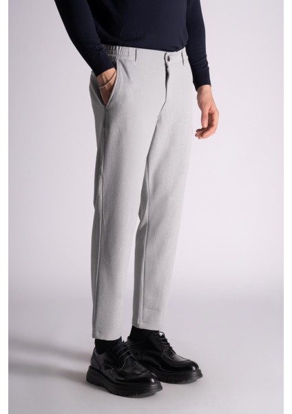 Beli Yarım Lastikli Slim Fit Chino Crop Pantalon Gri indirimleri