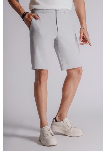 Erkek Yandan Cepli Klasik Bel Slim Fit Chino Şort Gri indirimleri