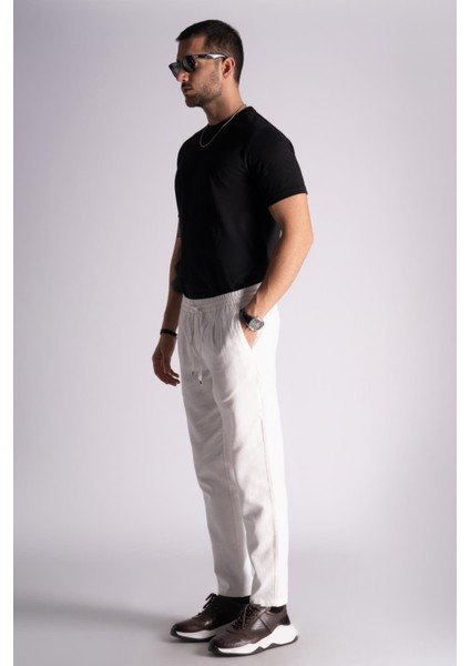 Slim Fit Jogger Bel Pantolon Ekru