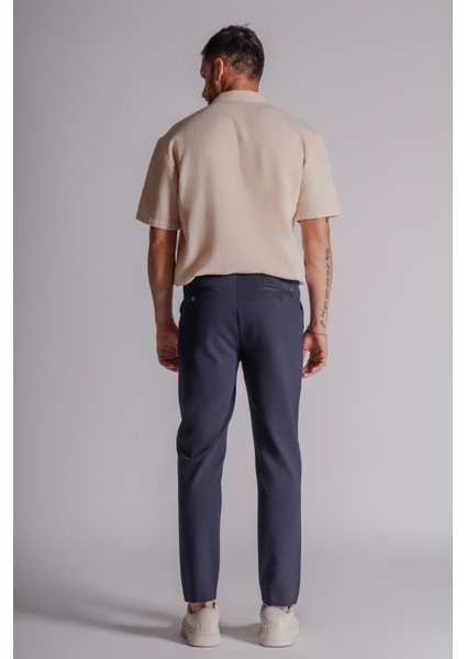 Erkek Yandan Cepli Beli Lastikli Relaxed Fit Chino Pantolon Lacivert modelleri