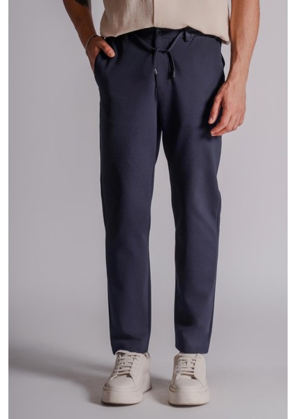 Erkek Yandan Cepli Beli Lastikli Relaxed Fit Chino Pantolon Lacivert indirimleri