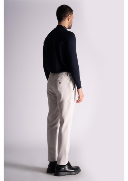 Beli Lastikli Slim Fit Dokulu Chino Pantolon Taş modelleri