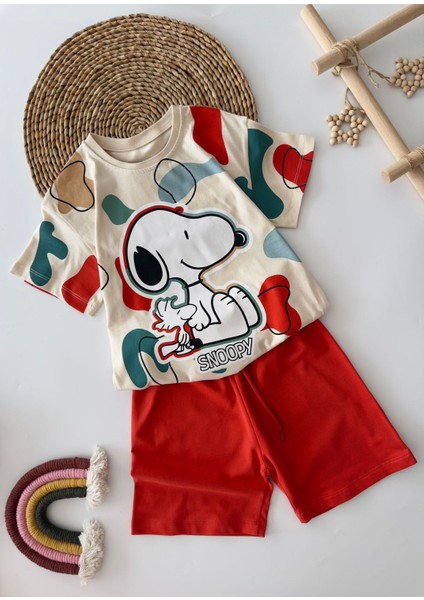 Minigimin Cicileri Snpy Life Is Life Baskı Yazlık Erkek Çocuk 2 li takım - Bej