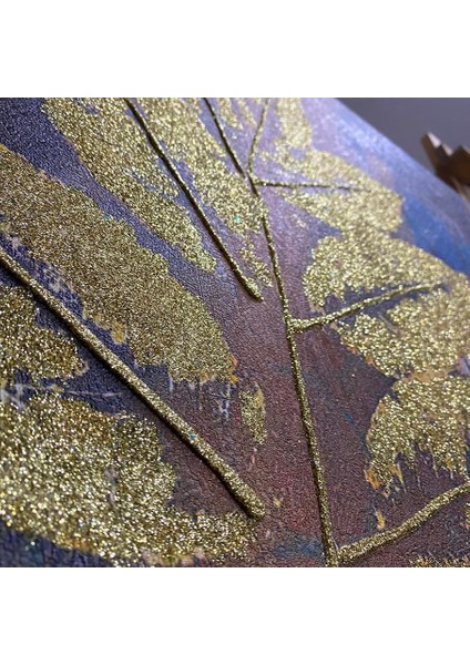 Gold Sim Işlemeli Iki Modern Yaprak Kanvas Tablo fiyatları