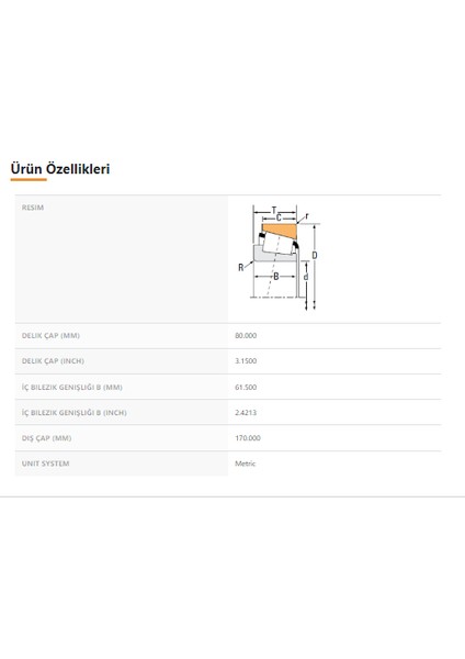 32316-90KA1 - 80X61,50X170 - Tımken fiyatları