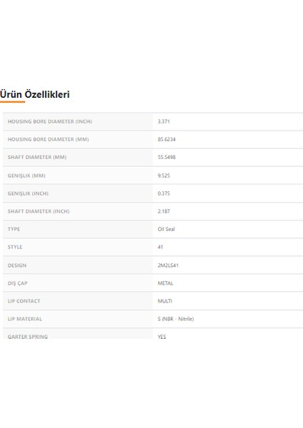 413472 Seal - 85,62X9,52X55,54 - Tımken fiyatları