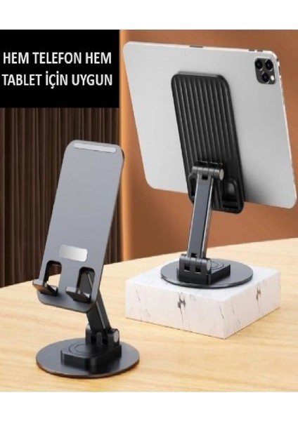 360 Dönebilen Telefon Tutucu Katlanabilir Tablet Tutucu Masa Üstü Şarj Standı Metal Telefon Tutucu