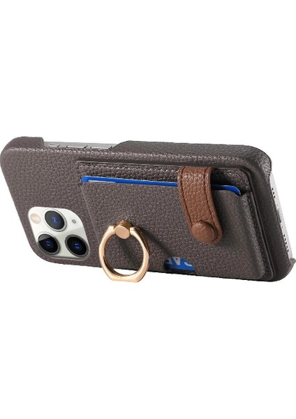 IPhone 11 Için Kılıf Pro Max Kart Yuvaları Premium Dokulu Deri Halka Standı (Yurt Dışından)
